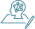 Icon depicting design and AI