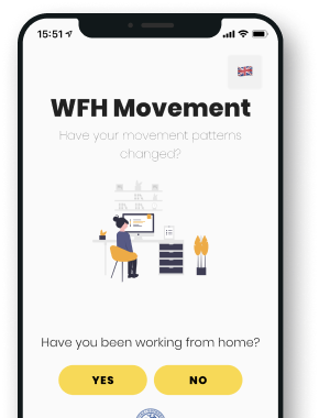 phone with WFH Movement app screenshot